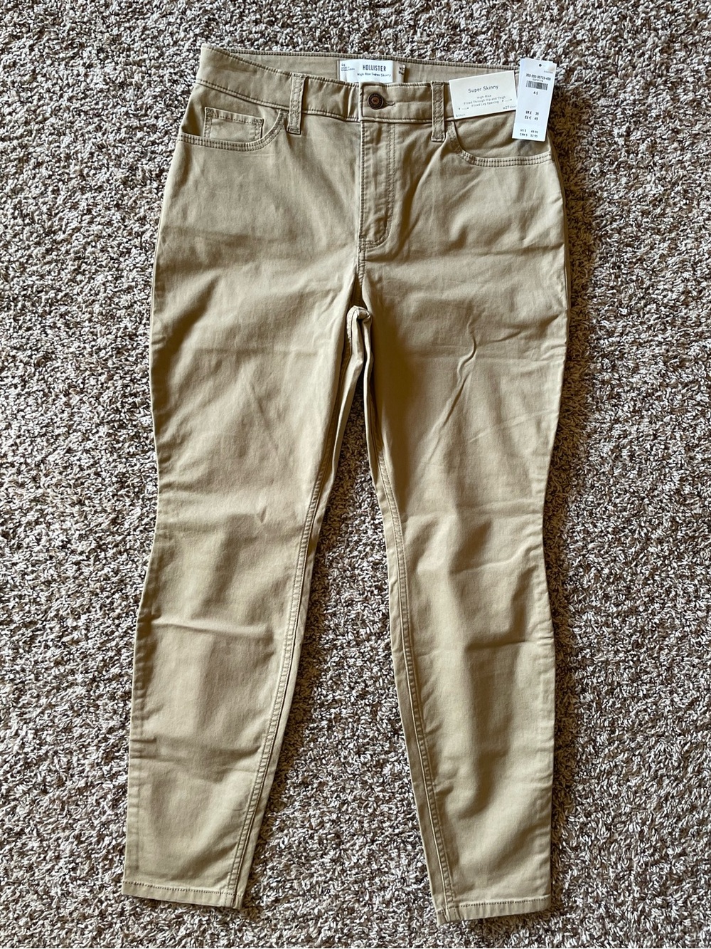 Hollister High-Rise Super Skinny Khaki Chino Pants Size 4S 4 Short W27 (28x26)